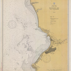 Puerto Rico Karte - Mayaguez Bay Historische Karte 1933 - Seekarte Druck