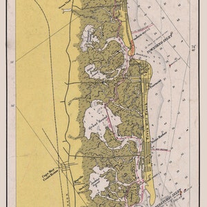 Carte 1940 d'Ocean City à Cape May - Impression de carte marine