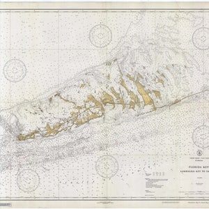 Sombrero Key to Sand Key - Florida Keys - Historical Map 1933 - Nautical Chart Print
