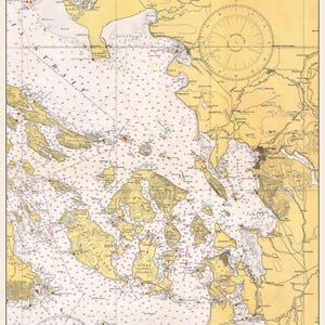 Ilhas San Juan 1941 - Boundary Bay para Whidbey Island - Carta Náutica - Papel | Tela | Metal