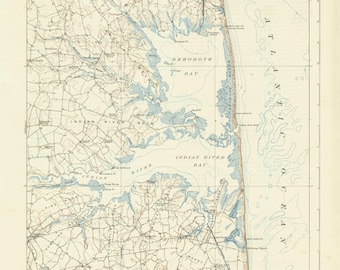 Rehoboth Delaware Topographic Map 1918 - Nautical Chart Print
