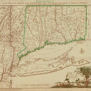 Connecticut State Map 1780 - Nautical Chart Print