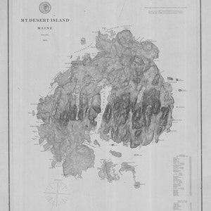 Mount Desert Island Maine Mapa 1875 - Impresión de carta náutica