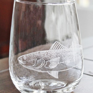 Fly Fishing Wine Glass Gifts for Trout Fishermen - Stemless– Crystal Imagery