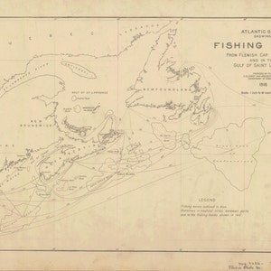 Atlantic Fishing Banks Mapa 1918 - Carta Histórica - Carta Náutica Imprimir