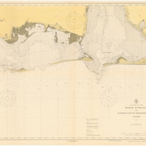 Mobile Bay Karte - Bulldogge Karte 1918 - Sea Map Print