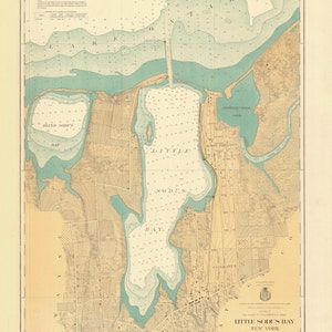 Little Sodus Bay Map - Mappa storica del lago Ontario 1930 - Stampa di carte nautiche