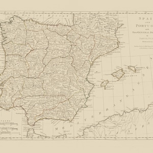 Spanje en Portugal Kaart 1796