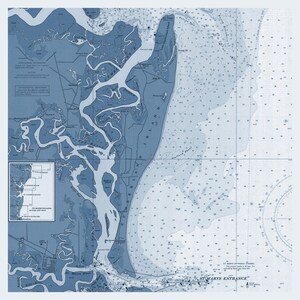 Cumberland Island Karte 1968 (Blau) - Seekarte Druck