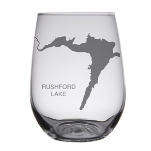 Rushford Lake, NY Map Engraved Glasses