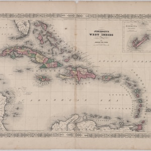 Mapa das Índias Ocidentais - Impressão de Carta Náutica