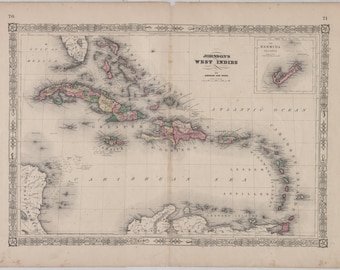 Westindische Inseln Karte - Seekartendruck