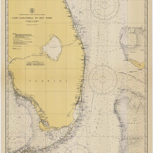 Carte de Cap Canaveral à Key West - 1945 - Carte nautique Imprimer