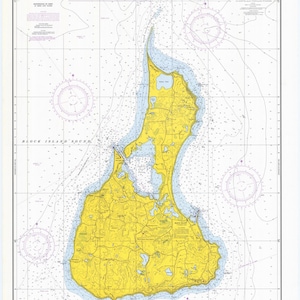 Block Island Mapa - 1968 - Carta Náutica Print