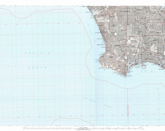 Topografische kaart Long Beach Californië 1981 - nautische kaart afdrukken