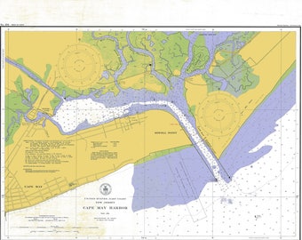 Cape May Harbor 1948 (colored) - Nautical Chart Print