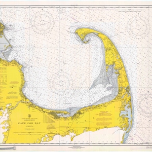 Carte de la baie de Cape Cod, 1966 - Impression de carte marine