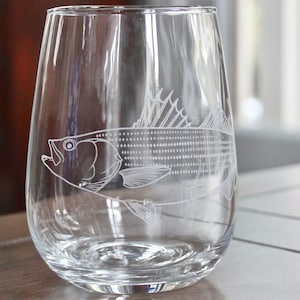 Striped Bass Engraved Glasses