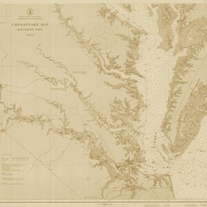 Chesapeake Bay Mappa - 1914 (seppia) - Carta Nautica Stampa