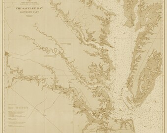 Chesapeake Bay Map - 1914 (sepia) - Nautical Chart Print