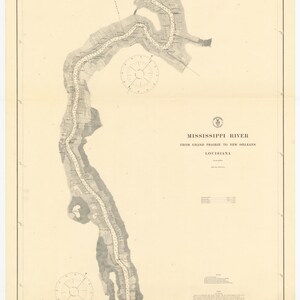 Mississippi River - Grande Prairie a Nueva Orleans - Mapa histórico de Luisiana 1916 - Impresión de cartas náuticas