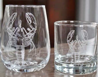 Lobster Glasses - Laser Engraved Glasses