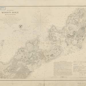 Woods Hole Map 1857 - Seekarte Druck