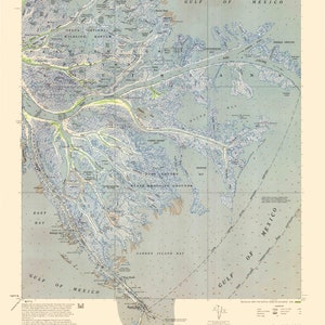 Mapa este del delta del río Mississippi - 1954