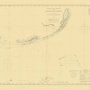 Kaart Straits of Florida - kaart Florida Keys - 1867 - nautische kaart afdrukken