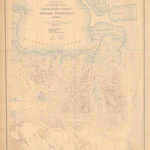 Seward Peninsula Karte - Nordostteil - Alaska - 1907 - Seekarte Druck