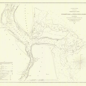 St. Mary&#39;s Bar and Fernandina Harbor Map 1856 - Nautical Chart Print