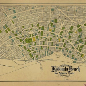 Carte de la plage de Redondo - Impression de carte marine