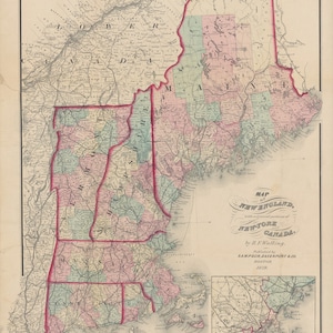 New England-kaart 1879 - zeekaart afdrukken