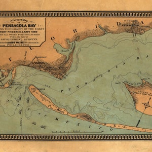 Pensacola Bay Map - 1860 - Nautische kaartafdruk