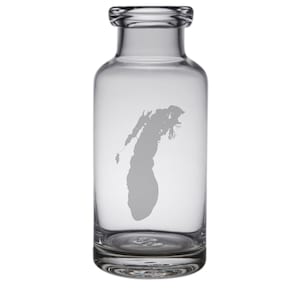 Mapa del lago Michigan Jarra de vidrio grabado