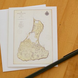 Block Island Map Notecards (1914) 4.25"x5.5"