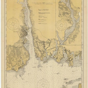 Mapa del puerto de New London y del río Támesis de 1924: impresión de cartas náuticas