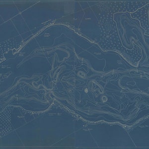 Lakes Wawasee & Syracuse Map  Indiana - 1924 (blue) - Nautical Chart Print