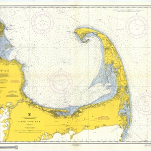 Carte de la baie de Cape Cod 1957 - Impression de cartes marines