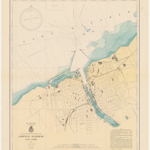 Oswego Harbor Map - 1940 - Nautical Chart Print
