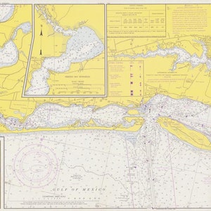 Pensacola Bay & Bon Secour Bay Map - 1973 - Stampa di carta nautica