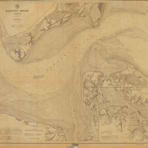 Hampton Roads map - 1902 - Nautical Chart Print