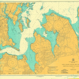 Mapa histórico de Long Island Sound & East River 1939 - Impresión de cartas náuticas