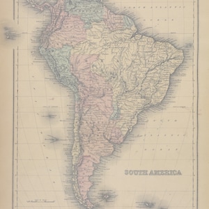 Carte vintage de l’Amérique du Sud