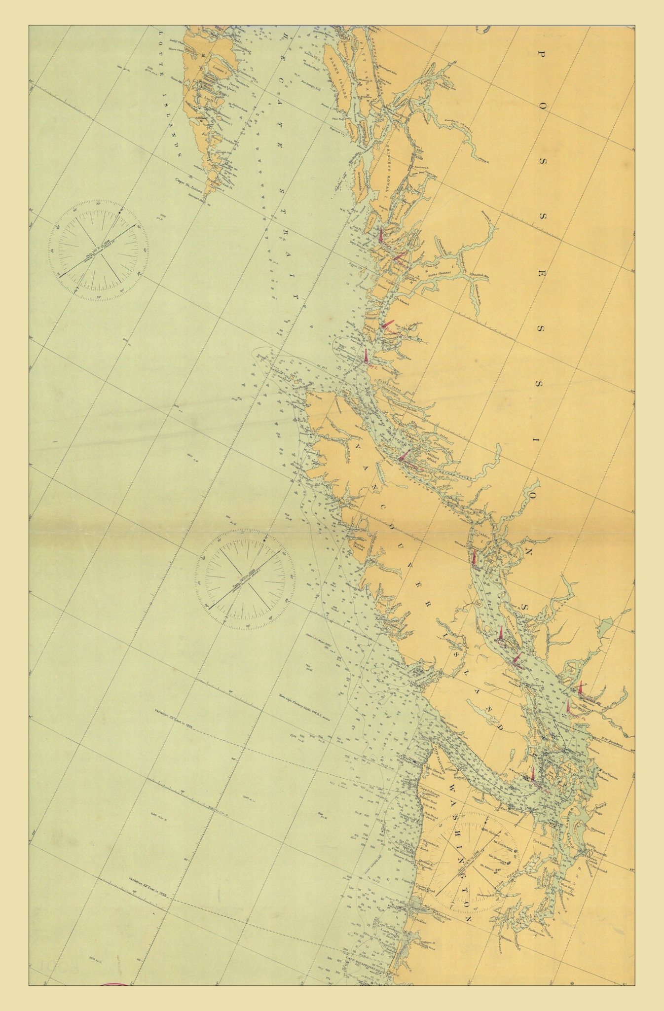 Vancouver Island Map 1898 - Nautical Chart Print - Etsy
