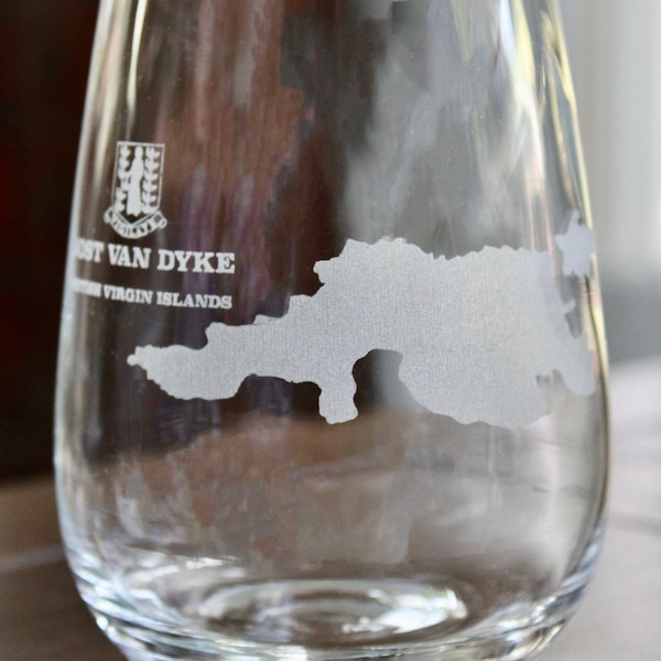 Jost Van Dyke BVI Map Engraved Glasses - British Virgin Islands