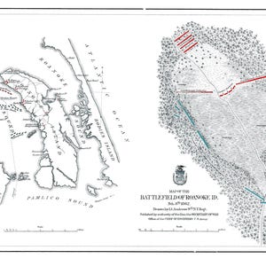 Slagveld van Roanoke Kaart 1862 (Burgeroorlog) - Nautical Chart Print