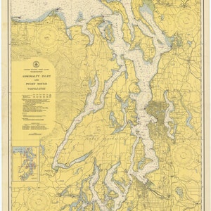 Carte de Puget Sound et Admiralty Inlet 1948 - Impression de carte marine