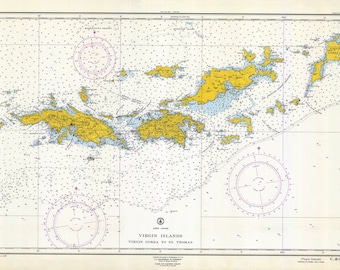 Kaart Maagdeneilanden (St. Thomas naar Virgin Gorda) - 1962 - nautische kaart afdrukken