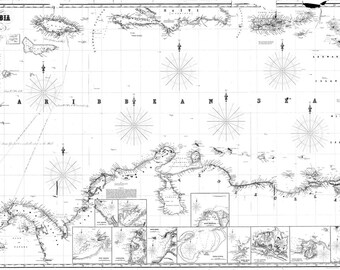 Coast of Columbia Map 1853 - Nautical Chart Print